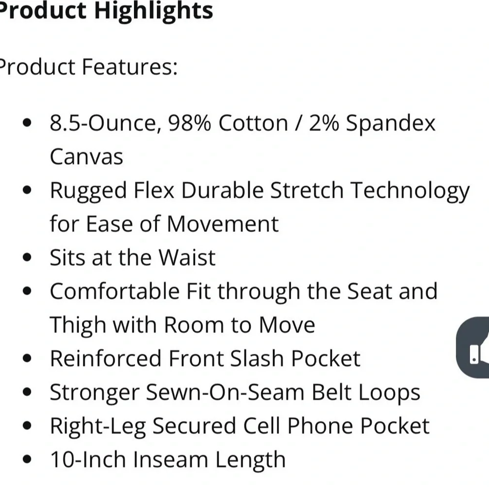 Carhartt Men’s Rugged Flex Relaxed Fit‎ Canvas Work Shorts, Tan, Size 44 - Picture 7 of 16